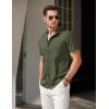 imageCOOFANDY Mens Short Sleeve Button Down Shirt Casual Untucked Summer Shirt with PocketArmy Green