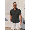 imageCOOFANDY Mens Short Sleeve Button Down Shirt Casual Untucked Summer Shirt with PocketBlack