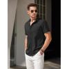 imageCOOFANDY Mens Short Sleeve Button Down Shirt Casual Untucked Summer Shirt with PocketBlack