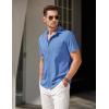 imageCOOFANDY Mens Short Sleeve Button Down Shirt Casual Untucked Summer Shirt with PocketBlue