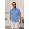 imageCOOFANDY Mens Short Sleeve Button Down Shirt Casual Untucked Summer Shirt with PocketBlue