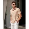 imageCOOFANDY Mens Short Sleeve Button Down Shirt Casual Untucked Summer Shirt with PocketChampagne
