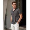 imageCOOFANDY Mens Short Sleeve Button Down Shirt Casual Untucked Summer Shirt with PocketDark Gray