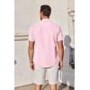 imageCOOFANDY Mens Short Sleeve Button Down Shirt Casual Untucked Summer Shirt with PocketDark Pink