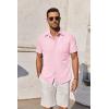 imageCOOFANDY Mens Short Sleeve Button Down Shirt Casual Untucked Summer Shirt with PocketDark Pink