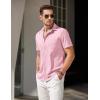 imageCOOFANDY Mens Short Sleeve Button Down Shirt Casual Untucked Summer Shirt with PocketDark Pink