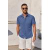 imageCOOFANDY Mens Short Sleeve Button Down Shirt Casual Untucked Summer Shirt with PocketDeep Blue