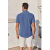 imageCOOFANDY Mens Short Sleeve Button Down Shirt Casual Untucked Summer Shirt with PocketDeep Blue