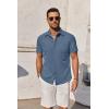 imageCOOFANDY Mens Short Sleeve Button Down Shirt Casual Untucked Summer Shirt with PocketGray Blue