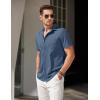imageCOOFANDY Mens Short Sleeve Button Down Shirt Casual Untucked Summer Shirt with PocketGray Blue
