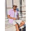imageCOOFANDY Mens Short Sleeve Button Down Shirt Casual Untucked Summer Shirt with PocketLavender