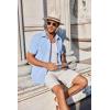 imageCOOFANDY Mens Short Sleeve Button Down Shirt Casual Untucked Summer Shirt with PocketLight Blue