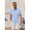 imageCOOFANDY Mens Short Sleeve Button Down Shirt Casual Untucked Summer Shirt with PocketLight Blue