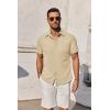 imageCOOFANDY Mens Short Sleeve Button Down Shirt Casual Untucked Summer Shirt with PocketLight Brown