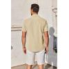 imageCOOFANDY Mens Short Sleeve Button Down Shirt Casual Untucked Summer Shirt with PocketLight Brown