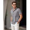 imageCOOFANDY Mens Short Sleeve Button Down Shirt Casual Untucked Summer Shirt with PocketLight Gray