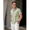 imageCOOFANDY Mens Short Sleeve Button Down Shirt Casual Untucked Summer Shirt with PocketLight Green