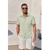 imageCOOFANDY Mens Short Sleeve Button Down Shirt Casual Untucked Summer Shirt with PocketLight Green