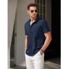 imageCOOFANDY Mens Short Sleeve Button Down Shirt Casual Untucked Summer Shirt with PocketNavy Blue