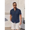 imageCOOFANDY Mens Short Sleeve Button Down Shirt Casual Untucked Summer Shirt with PocketNavy Blue