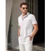 imageCOOFANDY Mens Short Sleeve Button Down Shirt Casual Untucked Summer Shirt with PocketWhite