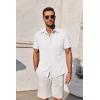 imageCOOFANDY Mens Short Sleeve Button Down Shirt Casual Untucked Summer Shirt with PocketWhite