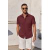 imageCOOFANDY Mens Short Sleeve Button Down Shirt Casual Untucked Summer Shirt with PocketWine Red