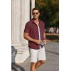 imageCOOFANDY Mens Short Sleeve Button Down Shirt Casual Untucked Summer Shirt with PocketWine Red