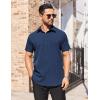 imageCOOFANDY Mens Short Sleeve Dress Shirts Stain Shield Button Down Shirt for Summer Business Wedding PartyDark Blue