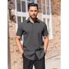 imageCOOFANDY Mens Short Sleeve Dress Shirts Stain Shield Button Down Shirt for Summer Business Wedding PartyDark Gray