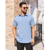 imageCOOFANDY Mens Short Sleeve Dress Shirts Stain Shield Button Down Shirt for Summer Business Wedding PartyLight Blue