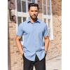 imageCOOFANDY Mens Short Sleeve Dress Shirts Stain Shield Button Down Shirt for Summer Business Wedding PartyLight Blue