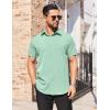imageCOOFANDY Mens Short Sleeve Dress Shirts Stain Shield Button Down Shirt for Summer Business Wedding PartyLight Green