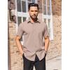 imageCOOFANDY Mens Short Sleeve Dress Shirts Stain Shield Button Down Shirt for Summer Business Wedding PartyLight Khaki