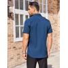 imageCOOFANDY Mens Short Sleeve Dress Shirts Stain Shield Button Down Shirt for Summer Business Wedding PartyNavy Blue