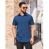 imageCOOFANDY Mens Short Sleeve Dress Shirts Stain Shield Button Down Shirt for Summer Business Wedding PartyNavy Blue
