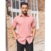 imageCOOFANDY Mens Short Sleeve Dress Shirts Stain Shield Button Down Shirt for Summer Business Wedding PartyPink