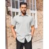 imageCOOFANDY Mens Short Sleeve Dress Shirts Stain Shield Button Down Shirt for Summer Business Wedding PartyWhite