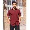 imageCOOFANDY Mens Short Sleeve Dress Shirts Stain Shield Button Down Shirt for Summer Business Wedding PartyWine Red