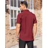 imageCOOFANDY Mens Short Sleeve Dress Shirts Stain Shield Button Down Shirt for Summer Business Wedding PartyWine Red