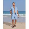 imageCOOFANDY Mens Summer Beach 2 Piece Outfits Casual Vacation Cotton Linen Yoga Matching Set Short Sleeve Shirt and ShortsAngel Falls