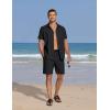 imageCOOFANDY Mens Summer Beach 2 Piece Outfits Casual Vacation Cotton Linen Yoga Matching Set Short Sleeve Shirt and ShortsBlack