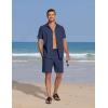 imageCOOFANDY Mens Summer Beach 2 Piece Outfits Casual Vacation Cotton Linen Yoga Matching Set Short Sleeve Shirt and ShortsBlack Iris
