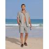 imageCOOFANDY Mens Summer Beach 2 Piece Outfits Casual Vacation Cotton Linen Yoga Matching Set Short Sleeve Shirt and ShortsQuiet Gray