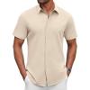 imageCOOFANDY Mens Casual Shirts Short Sleeve Button Down Shirt Wrinkle Free Summer ShirtBeige