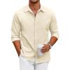 imageCOOFANDY Mens Oxford Shirt Long Sleeve Casual Button Down Shirts Regular Fit Dress ShirtsBeige