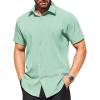 imageCOOFANDY Mens Short Sleeve Dress Shirts Stain Shield Button Down Shirt for Summer Business Wedding PartyLight Green