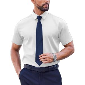 imageCOOFANDY Mens Short Sleeve Dress Shirts Stain Shield Button Down Shirt for Summer Business Wedding PartyWhite