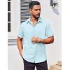 imageCOOFANDY Mens Button Down Shirts Stain Shield Dress Shirts Short Sleeve Summer Business Casual ShirtsLight Blue