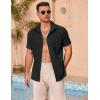 imageCOOFANDY Mens Casual Button Down Shirts Summer Beach Shirts Short Sleeve Textured Vacation ShirtsAblack